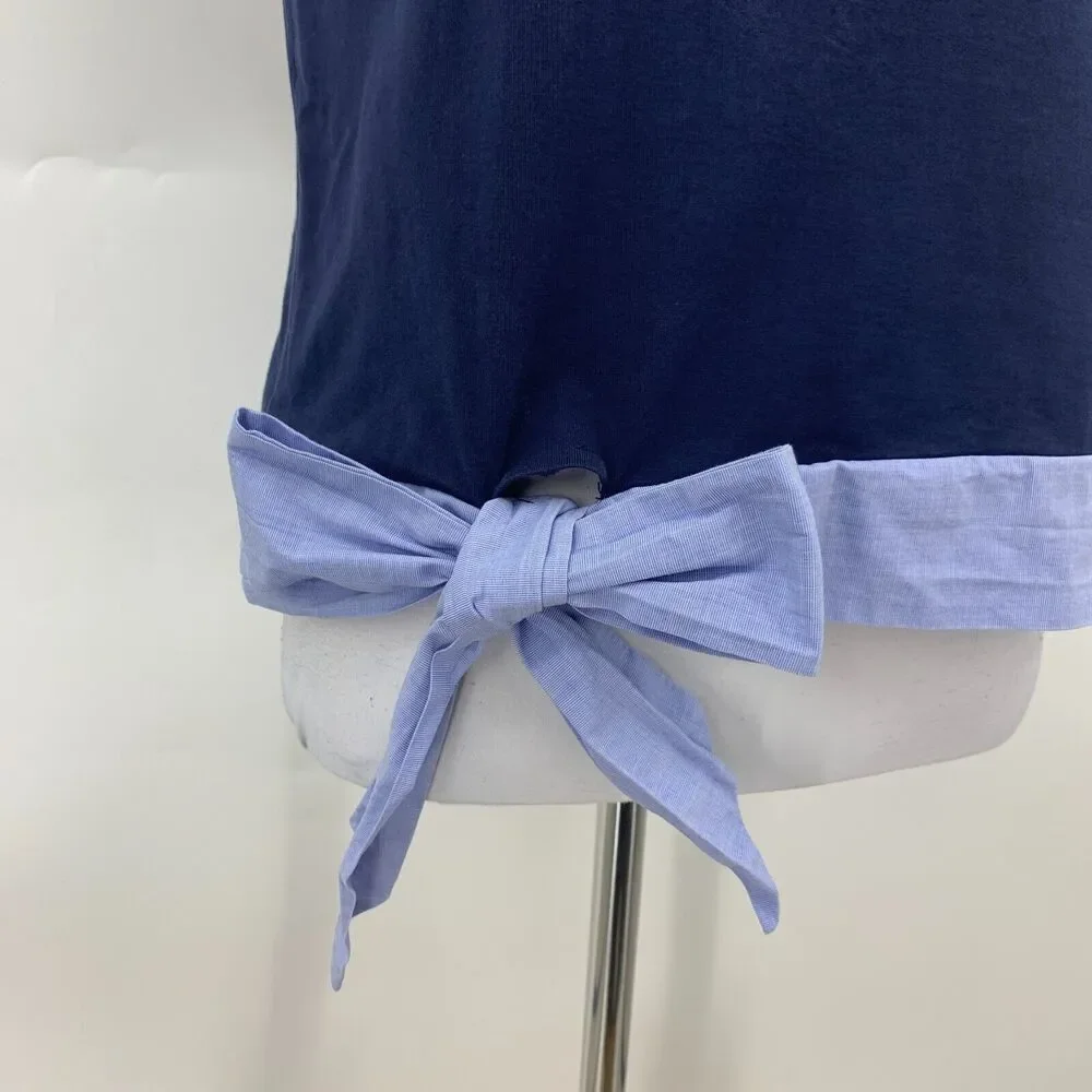 J Crew Side Tie T Shirt Womens XS Extra Small Ribbon Trim Short Sleeve Tee *READ